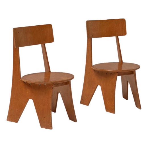 Mid-Century Modern Sculptural Plywood Chairs, Germany, 1970s, Set of 2 For Sale
