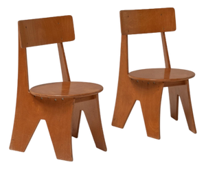 Mid-Century Modern Sculptural Plywood Chairs, Germany, 1970s, Set of 2
