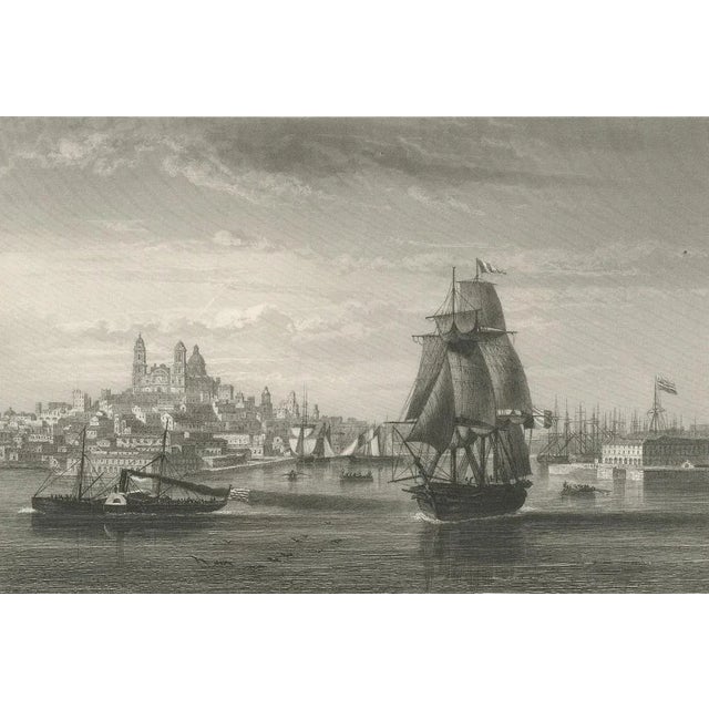After Lebreton, City View Illustration of Montevideo Harbor and Skyline, 1867, Engraving For Sale - Image 6 of 10
