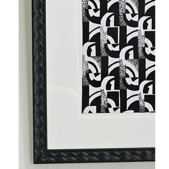 English Art Deco Handmade Wallpaper Sample, Framed For Sale - Image 4 of 9