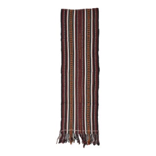 1970s Vintage Handmade Wool Cotton Burgundy Runner Rug For Sale