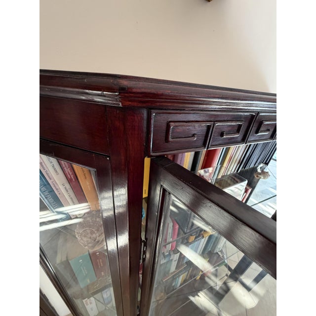 Wood Wood Display Cabinet with Glass Shelves, 1980s For Sale - Image 7 of 10