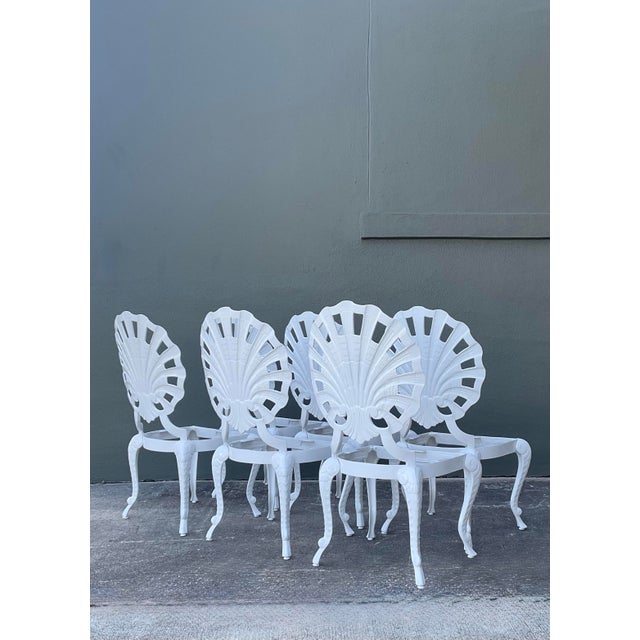 White Vintage Regency Cast Aluminum Grotto Chairs - Set of 6 For Sale - Image 8 of 10