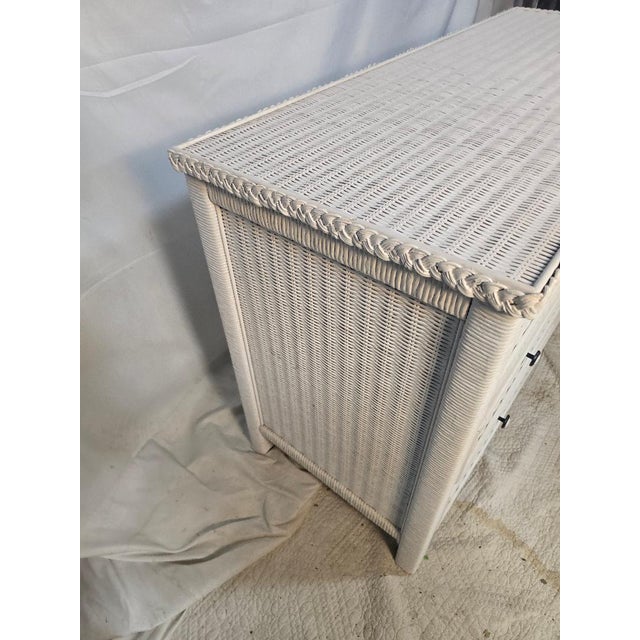 American Vintage Coastal White Wicker Six Drawer Dresser For Sale - Image 3 of 7