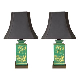 Mid 20th Century James Mont Style Asian Motif Table Lamps - a Pair For Sale