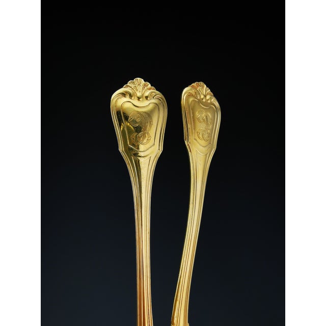 Vintage Solid Silver with Gold Finish Cutlery Set for 12 People from Christofle & Cardeilhac, 1950s, Set of 138 For Sale - Image 9 of 18