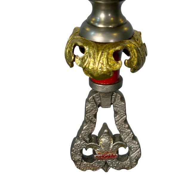 Metal 1927 Spanish Revival Semi Flush Chandelier With Original Polychrome Finish For Sale - Image 7 of 14