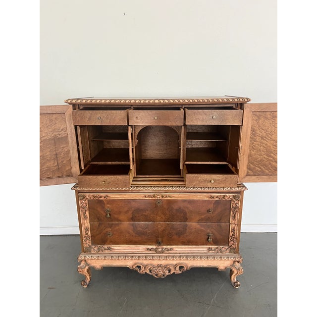 Wood Antique French Rococo Revival Tallboy Chest For Sale - Image 7 of 8