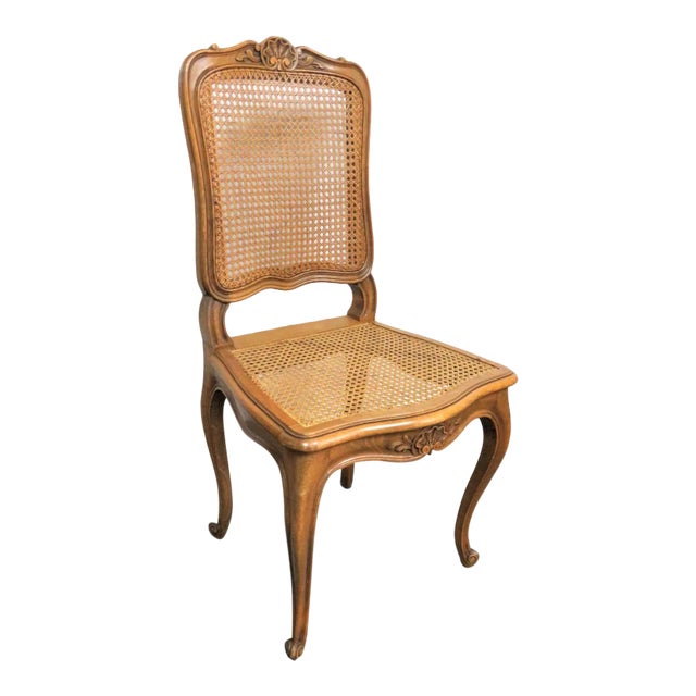 20th Century Louis XV Walnut Caned Side Chair For Sale