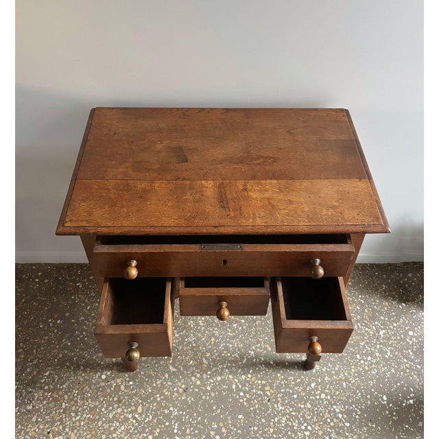 1930s Oak Side Table with Drawers and Turned Legs, 1930s For Sale - Image 5 of 8