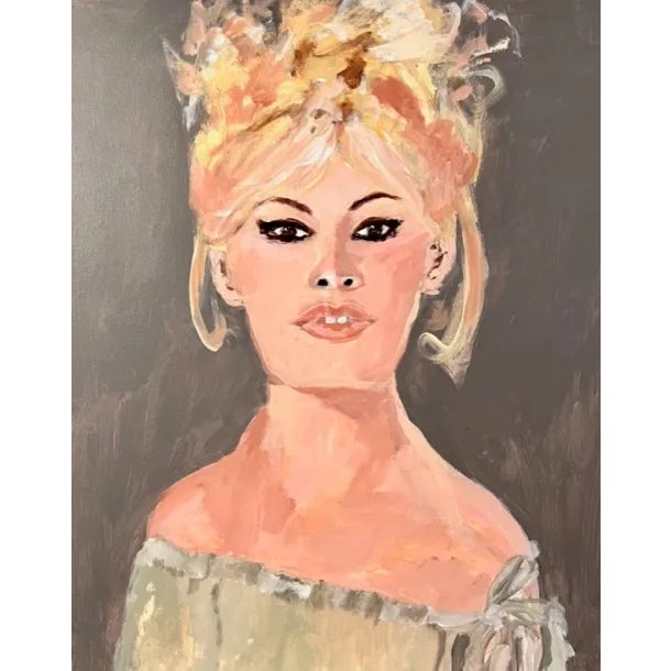 Contemporary Brigitte Bardot 1 Original Painting by Sandy Welch For Sale - Image 3 of 3