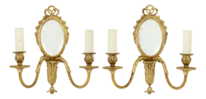 Vintage Ormolu Mirrored Wall Lights, 1960s, Set of 2