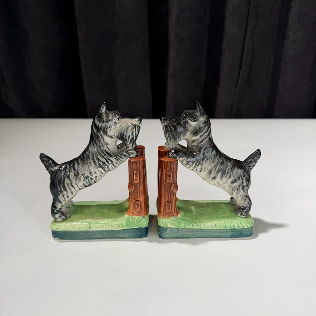 Mid 20th Century Mid 20th Century Ceramic Dog Bookends Schnauzer For Sale - Image 5 of 5