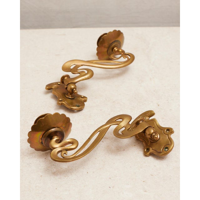 Art Nouveau Brass Taper Candlestick Rotating Sconces For Sale - Image 4 of 15