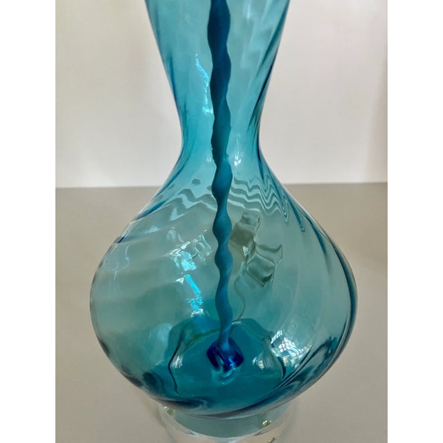 Murano Vintage Murano Glass Table Lamp in Blue 1960s For Sale - Image 4 of 9