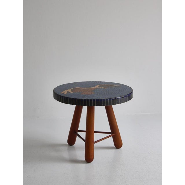 Blue Stained Elm Mosaic Side Table by Otto Færge, Denmark, 1940s For Sale - Image 8 of 15