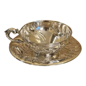Art Nouveau Solid Silver Cup & Saucer Set