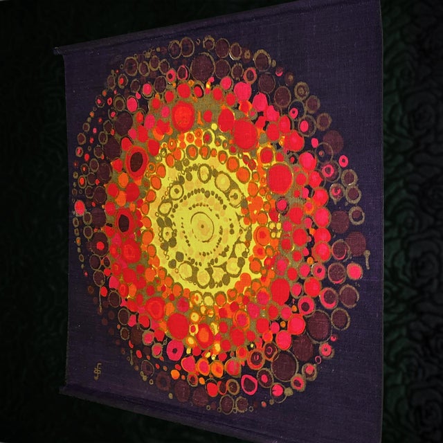 1960s Vintage Danish Hand-Printed Textile Wall Hanging by Hans Jürgen Schöbel for Södahl, 1960s For Sale - Image 5 of 9
