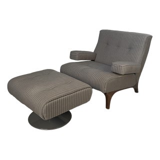 Set of Mid-Century Modern Italian Lounge Chair and Pouf by Eugenio Gerli for Tecno, 1960s For Sale