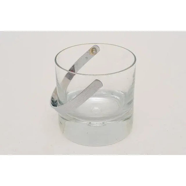 Transparent Personal 5" Ice Bucket and Tongs 1970s Italian Crystal and Chrome For Sale - Image 8 of 13