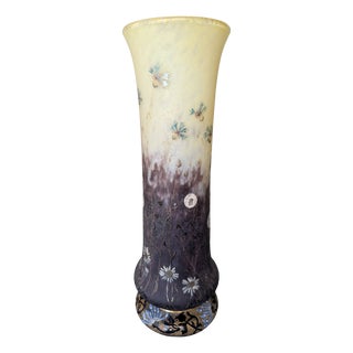 Art Nouveau Vase Flowers of the Fields in Multi-Layered Glass, Acid-Etched, Enameled and Gilded from Daum Nancy, 1900s For Sale