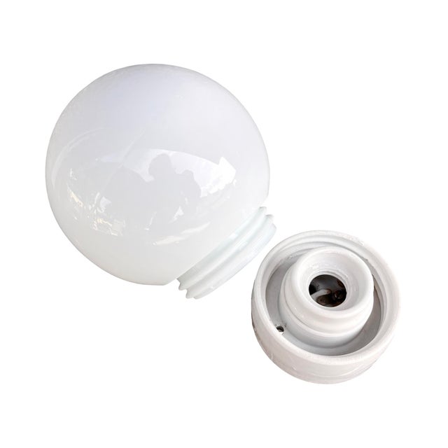 Industrial Wall Lamp, White, Glass, Foton, Poland, 1960s. For Sale - Image 9 of 10