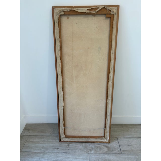 Wood Tall and Thin 1980s Abstract Painting, Giving a Picaso Basqueat Feel For Sale - Image 7 of 8