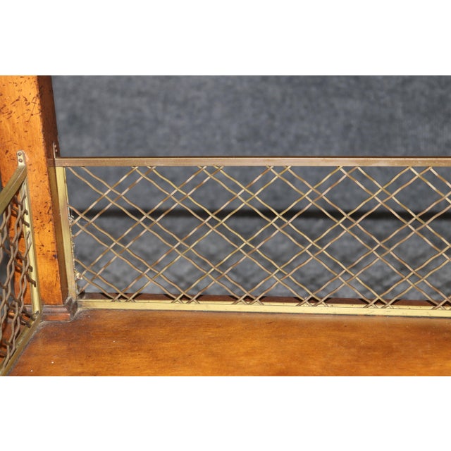 Louis XVI Style Brass Mounted Marble Top Two Tier Console Table For Sale - Image 9 of 16