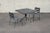Quality Vintage Black Painted Square Top Outdoor Patio Dining Table with Two Matching Chairs, by Woodard (Not Labeled)