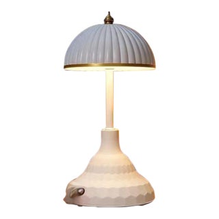 Minimalist White Porcelain Texture Ambiance Table Lamp For Sale