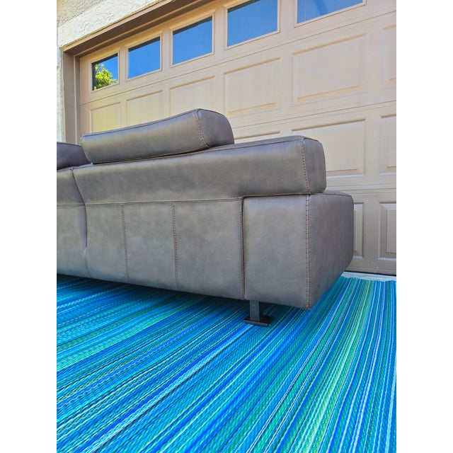 Roche Bobois Leather Couch With Adjustable Headrests and Lumbar Cushion For Sale - Image 14 of 16