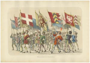 The Bernese Youth and Processional Banners: A Celebration of Swiss Heritage, 1855, Print
