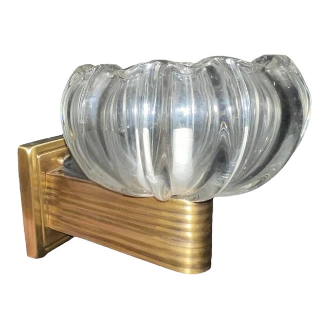 Single Ercole Barovier Murano Glass and Brass Wall Sconce. Italy, 1950’s. For Sale
