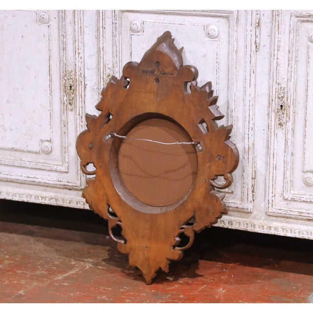 Wood 19th Century French Black Forest Carved Oak Wall Mirror With Hunting Motifs For Sale - Image 7 of 7