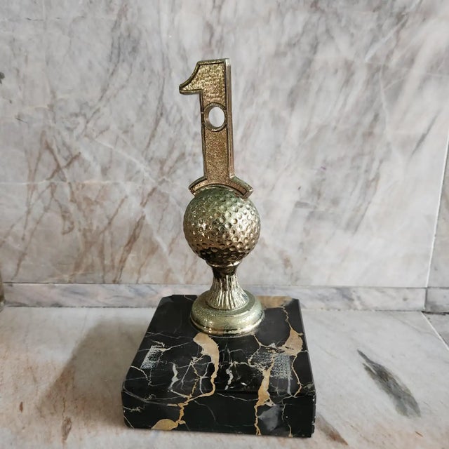 1962 Golf Hole in One Trophy on Black Marble Base For Sale - Image 4 of 11