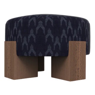 Cassette Pouf in Outside Baldac Blue Fabric and Smoked Oak by Alter Ego for Collector For Sale