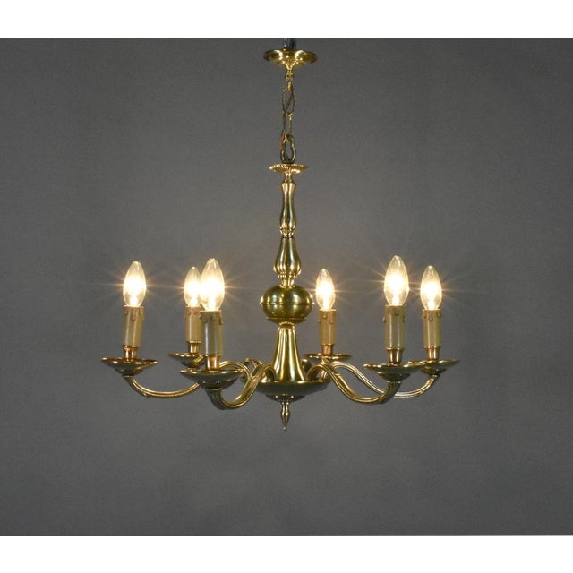 Antique French Six Light Bronze Chandelier Louis XVI Style This elegant six light bronze chandelier is suspended by...