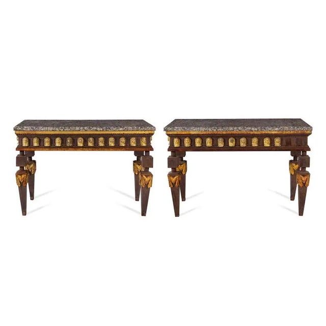 Empire Style Parcel-Gilt Metal Console Tables - a Pair For Sale - Image 4 of 5