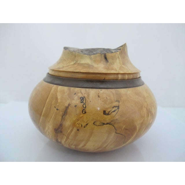 Michael Mode handcrafted spalted maple burl wood lidded box or jar. Features rich graining and contrasting dark spalting...