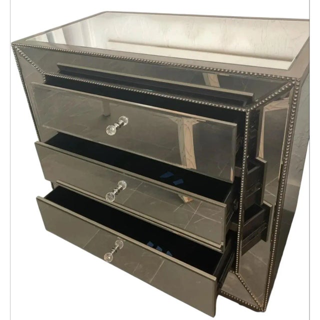 Pair of Hollywood Regency Mirrored 3-Drawer Nightstand/Chest For Sale In West Palm - Image 6 of 6