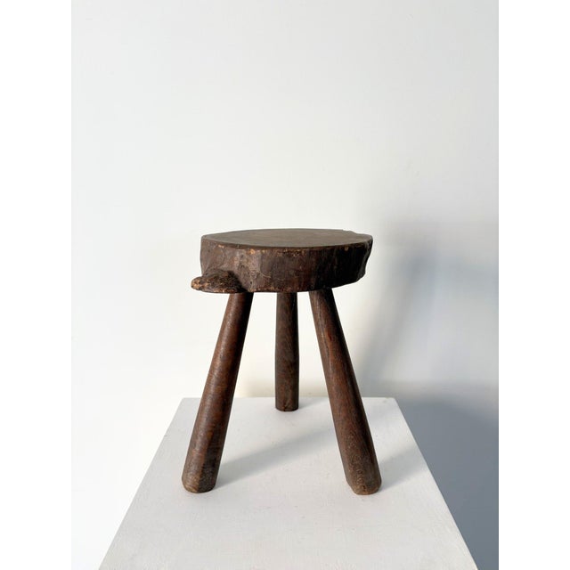 Mid-Century Tree Slab Side Table Stool with Live Edge, France, 1940s For Sale - Image 9 of 9