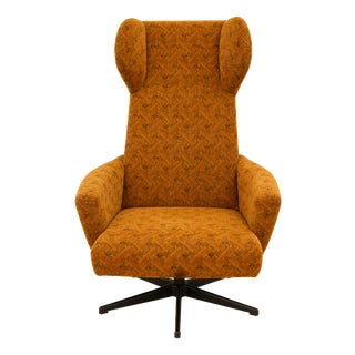 Vintage Wingback Swivel Lounge Chair from Dřevotvar Jablonné Nad Orlicí, 1970s For Sale