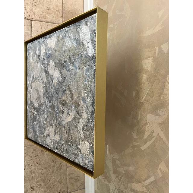 Moon Rising - Designed by Cheryl P. Kohloff 20”x20” Gold Metallic 2.5 “ Framed Canvas Medium: Plaster, Acrylic Paint,...