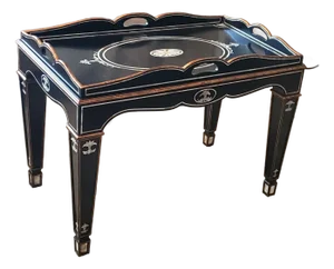 Ej Victor Tray Table - Hardwood Solids With Mother of Pearl Inlay and Gold Accents W/Original Documentation