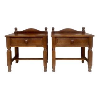 20th Century French Nightstands with One Drawer, 1950s, Set of 2 For Sale