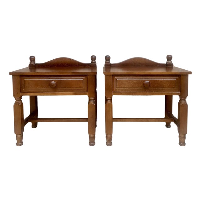 20th Century French Nightstands with One Drawer, 1950s, Set of 2 For Sale