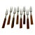 Vintage Japanese Mid-Century Stainless & Wood Cocktail Forks — Set of 9 For Sale