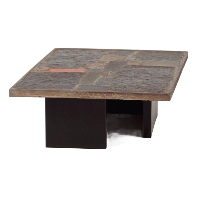 Rectangular Coffee Table in Brass and Red Glass by Paul Kingma, 1973 For Sale