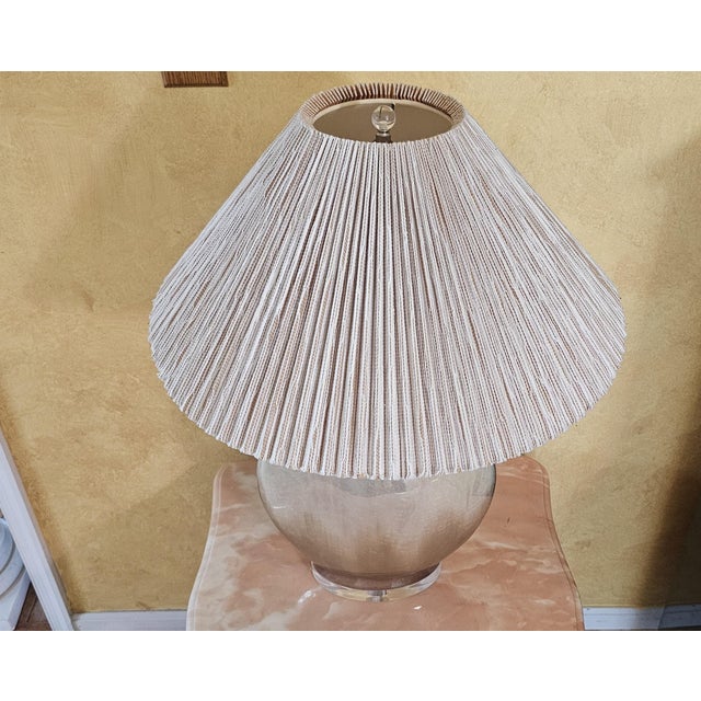 Euro Design Modern Porcelain Ivory Drip Glaze Table Lamp With Custom Shade For Sale - Image 9 of 12