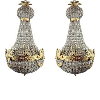 1960 French Louis XVI Gilt Bronze Chandeliers - Pair For Sale
